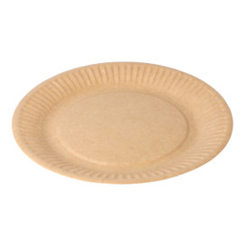Prato de Papel Biocoated Natural Relevo Ø18 cm (20 Uds)