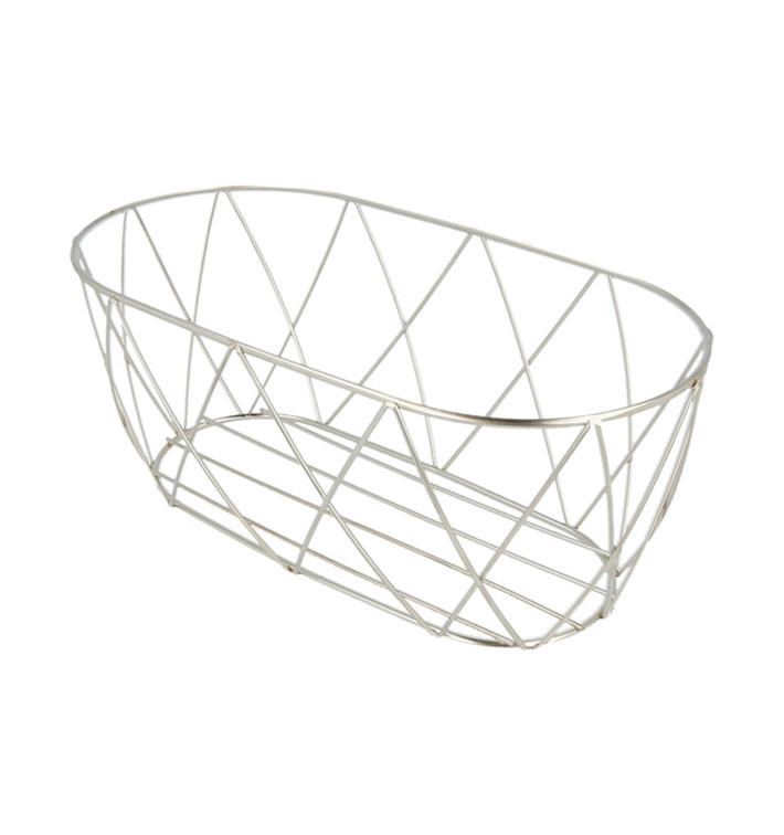 Cesta Oval en Aço Prata 255x127x102mm (1 Ud) Cesta Oval en Aço Prata 255x127x102mm (1 Ud)
