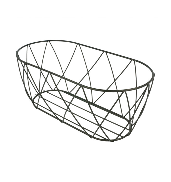 Cesta Oval en Aço Preto 255x127x102mm (12 Uds) Cesta Oval en Aço Preto 255x127x102mm (12 Uds)