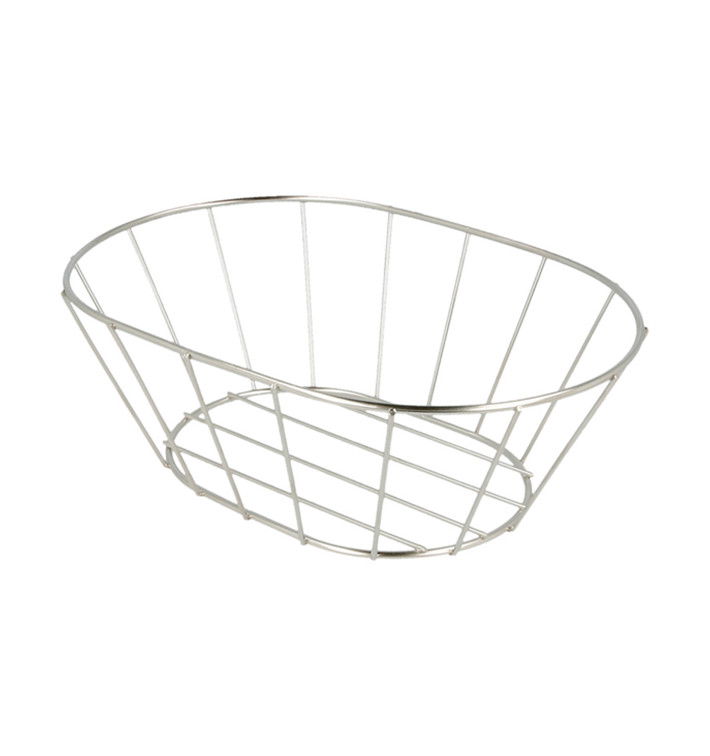 Cesta Oval en Aço Prata 216x140x76mm (1 Ud) Cesta Oval en Aço Prata 216x140x76mm (1 Ud)