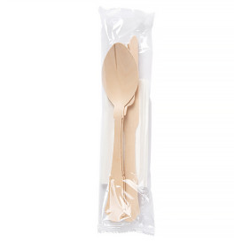 Conjunto Talheres e Guardanapo Madeira 20cm (25 Uds)