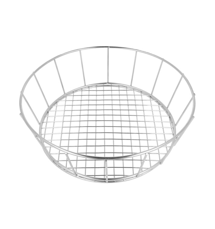 Cesta Redonda en Aço Prata Ø241x70mm (1 Ud) Cesta Redonda en Aço Prata Ø241x70mm (1 Ud)