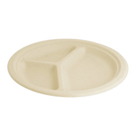 Prato Bio da cana-de-açúcar 3C Natual Ø260mm (50 Uds)