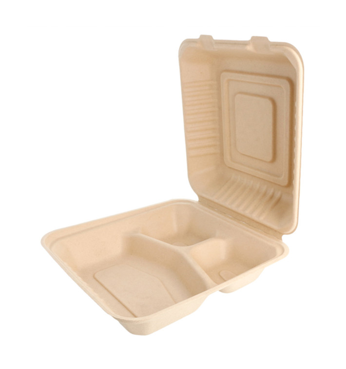 Embalagem Cana-de-açúcar Natural 3C 20x20x7,5cm (50 Uds) Embalagem Cana-de-açúcar Natural 3C 20x20x7,5cm (50 Uds)