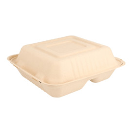 Embalagem Cana-de-açúcar Natural 3C 20x20x7,5cm (50 Uds)