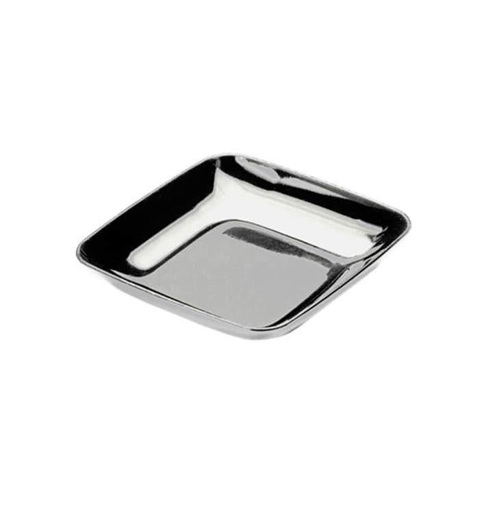 Prato Plastico Degustação Prata 6x6x1cm Prato Plastico Degustação Prata 6x6x1cm