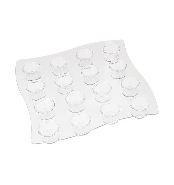 Suporte per16 Copos Transp. 35ml 15,5x15x5x1,6cm (2 Uds) Suporte per16 Copos Transp. 35ml 15,5x15x5x1,6cm (2 Uds)
