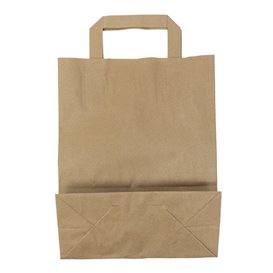 Sacos de Papel Kraft de Alça plana 80g/m² 22+10x28cm (50 Uds)