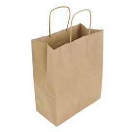 Sacos de Papel Kraft de Alça plana 80g/m² 22+10x28cm (250 Uds)