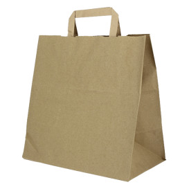 Sacos de Papel Kraft de Alça plana 80g/m² 28+17x29cm (250 Uds)