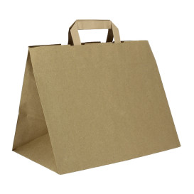 Sacos de Papel Kraft de Alça plana 80g/m² 32+21x26cm (50 Uds)