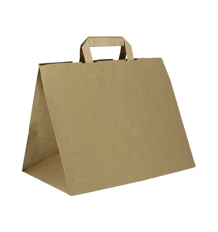 Sacos de Papel Kraft de Alça plana 80g/m² 32+21x26cm (250 Uds) Sacos de Papel Kraft de Alça plana 80g/m² 32+21x26cm (250 Uds)