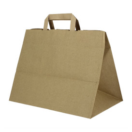Sacos de Papel Kraft de Alça plana 80g/m² 32+21x26cm (250 Uds)