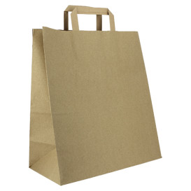 Sacos de Papel Kraft de Alça plana 80g/m² 32+16x35cm (50 Uds)