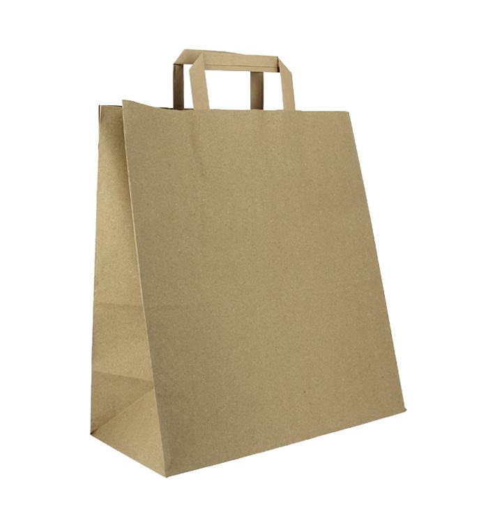 Sacos de Papel Kraft de Alça plana 80g/m² 32+16x35cm (250 Uds) Sacos de Papel Kraft de Alça plana 80g/m² 32+16x35cm (250 Uds)