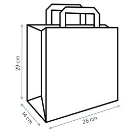 Sacos de Papel Kraft de Alça plana 80g/m² 26+14x29cm (50 Uds)