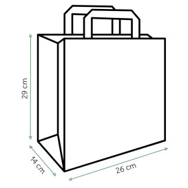 Sacos de Papel Kraft de Alça plana 80g/m² 26+14x29cm (250 Uds)