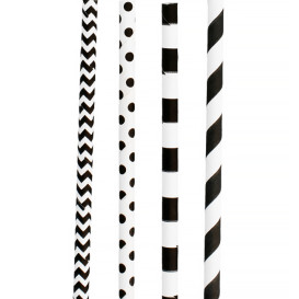 Palhinha Direita Papel Sortido Preto Ø6mm 200mm (200 Uds)