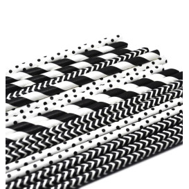 Palhinha Direita Papel Sortido Preto Ø6mm 200mm (200 Uds)