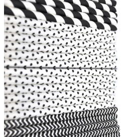 Palhinha Direita Papel Sortido Preto Ø6mm 200mm (200 Uds)
