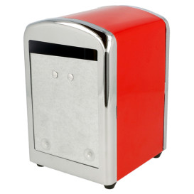 Dispensador Guardanapos Inox. Vermelho Miniservis (12 Uds)