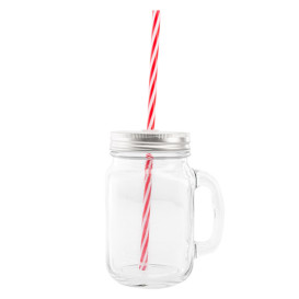 Caneja de Cristal com Tampa e Palinha 450 ml (24 Uds)