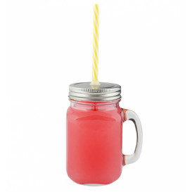 Caneja de Cristal com Tampa e Palinha 450 ml (1 Ud)