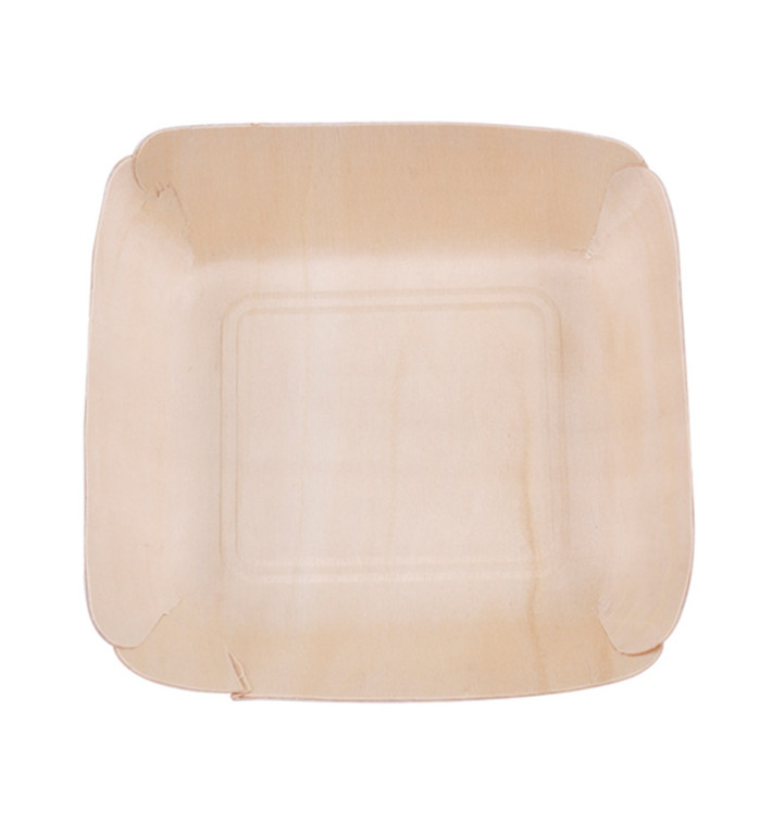 Prato de Madeira Retangular 13x12x3cm (50 Uds) Prato de Madeira Retangular 13x12x3cm (50 Uds)