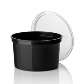 Embalagem Plastico Redondo Preto 500ml  Ø11,5cm (500 Uds)