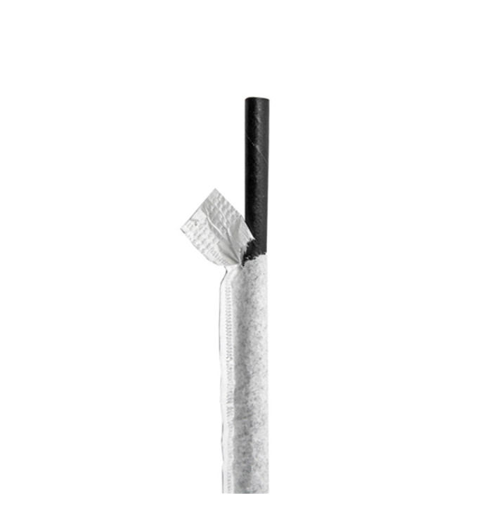 Palhinha Direita Papel Preto Embalada Branco Ø6mm 21cm (250 Uds) Palhinha Direita Papel Preto Embalada Branco Ø6mm 21cm (250 Uds)