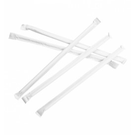 Palhinha Direita Papel Branco Embalada Branco Ø6mm 21cm (6000 Uds)