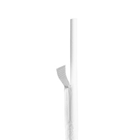 Palhinha Direita Papel Branco Embalada Branco Ø6mm 21cm (250 Uds)