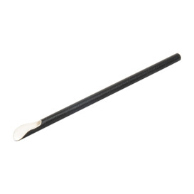 Palhinha Colher Papel Preto Ø8mm 21cm (5000 Uds)