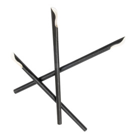 Palhinha Colher Papel Preto Ø8mm 21cm (5000 Uds)