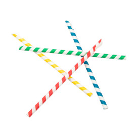Palhinha Colher Papel Sortido Ø8mm 21cm (100 Uds)