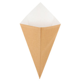 Cone Ondulado de Papel Kraft 270mm 250g (100 Uds)