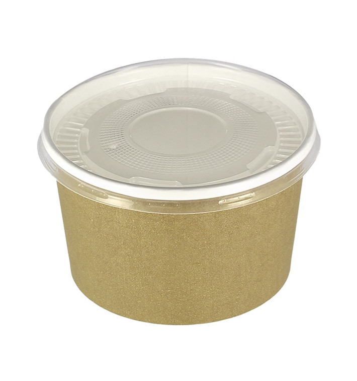 Terrina de Cartão Kraft Con Tampa PP 16 Oz/473ml (25 Uds) Terrina de Cartão Kraft Con Tampa PP 16 Oz/473ml (25 Uds)