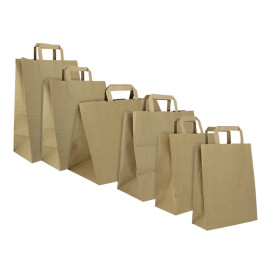Sacos de Papel Kraft de Alça plana 80g/m² 26+14x29cm (250 Uds)