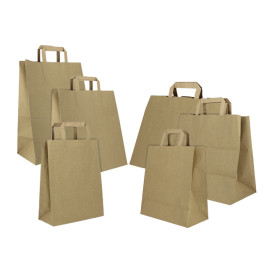 Sacos de Papel Kraft de Alça plana 80g/m² 26+14x29cm (250 Uds)