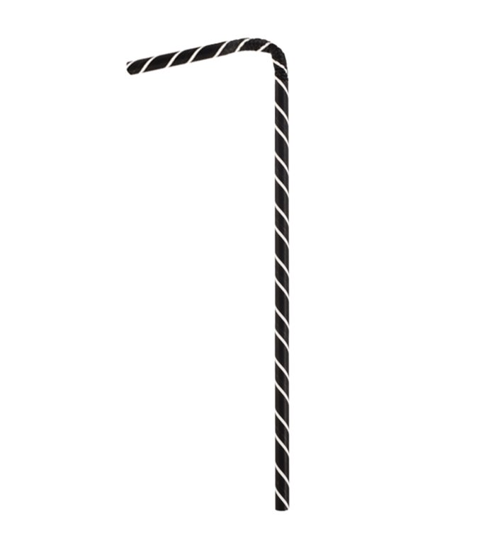 Palhinha Flexíve Papel Preto Ø6mm 230mm (250 Uds) Palhinha Flexíve Papel Preto Ø6mm 230mm (250 Uds)