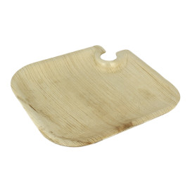 Prato folha de palmeira com Soporte 21x21x1,5cm (200 Uds)
