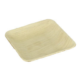 Prato quadrado de folha de palmeira 10x10x2,5cm (200 Uds)