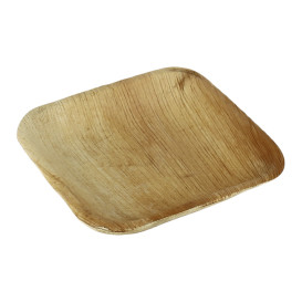 Prato quadrado de folha de palmeira 11,5x11,5x1,5cm (25 Uds)
