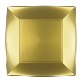 Prato Plastico Raso Ouro Nice PP 230mm (12 Uds)
