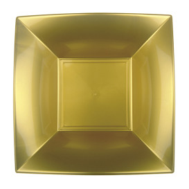 Prato Plastico Fundo Ouro Nice PP 180mm (12 Uds)