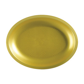 Bandeja de Plastico Oval Ouro Round PP 255x190mm (25 Uds)