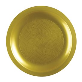 Prato Plastico Raso Ouro Round PP Ø185mm (600 Uds)