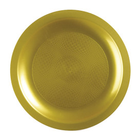 Prato Plastico Raso Ouro Round PP Ø185mm (600 Uds)