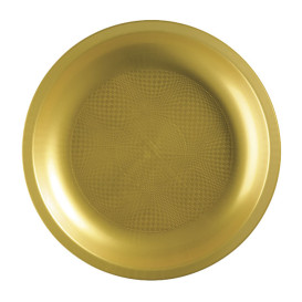 Prato Plastico Raso Ouro Round PP Ø220mm (25 Uds)