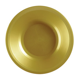 Prato de Plastico Fundo Ouro Round PP Ø195mm (25 Uds)